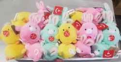 PELUCHES LAPINS ET POUSSINS DE PÂQUES AVEC SONS ASST